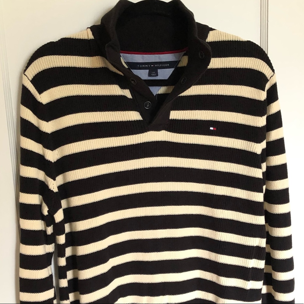 Tommy Hilfiger Meteorite Striped Mock-neck Sweater